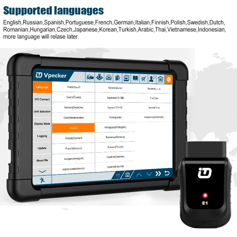 Vpecker E1 OBD2 WI FI автомобильный диагностический инструмент Многоязычный