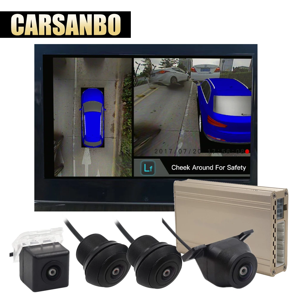 

carsanbo 360 3D Car Surround View System Auto Bird View Panorama DVR System with 4 Camera HD 1080P Car DVR Parking Assistance