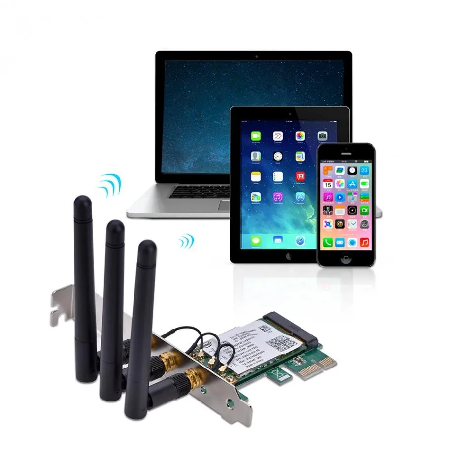 300Mbps 2.4G/5G Wireless Network PCI Express Adapter with 3 Antennas