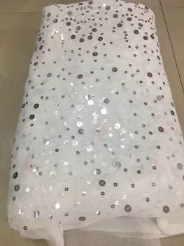 

sequin fabric 2018 New pattern 5yards/bag XX219# White gauze size sequined embroidery for bridal wedding dress/sawing