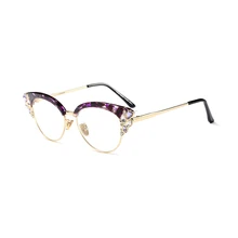 Женские для зрения оправа шоу украшения металлические смешанные пластиковые очки для чтения оправа украшения очки со стразами 97329FD
