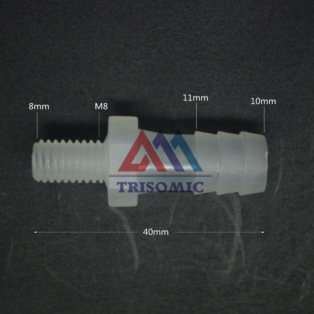 10mm-M8 Straight Connector Plastic pipe Fitting Barbed Connector with thread Material PP Fish Tank Airline Aquarium