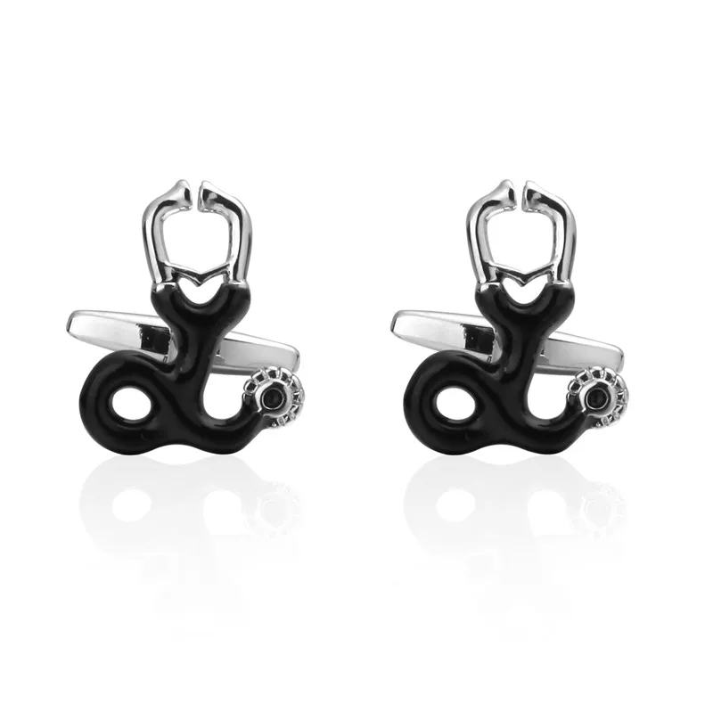 

HYX Luxury Fashion cufflinks for mens Brand cuff buttons cuff links High Quality Black stethoscope abotoaduras Jewelry