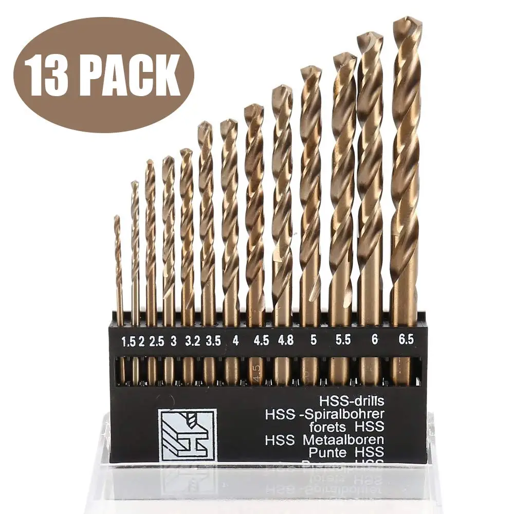 

13pcs/set Package HSS-CO 1.5-6.5mm High Speed Steel Wood Metal Drilling High Speed Steel M35 Cobalt Twist Drill Bit
