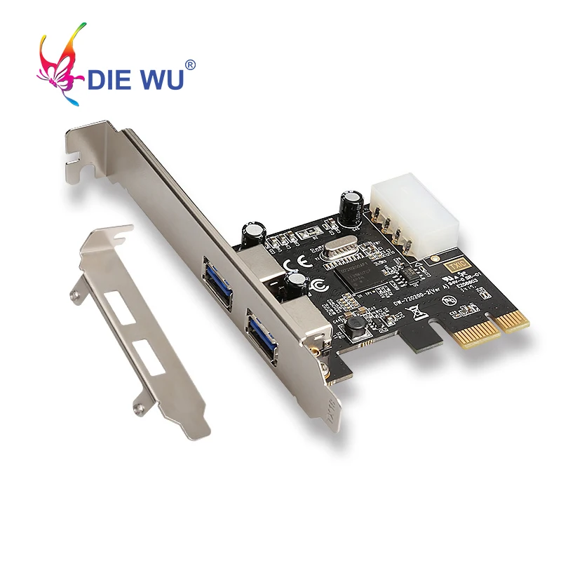DIEWU PCI-E PCI express двойной порт USB 3,0 концентратор PCI Express карта расширения высокоскоростной адаптер с низкий кронштейн