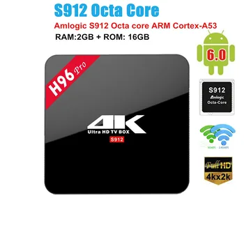 

H96 PRO TV Box Android 6.0 Amlogic S912 OctaMali-T820MP3 GPU 2G 16G Dual wifi 2.4GHz/5.8GHz Gigabit 1000LAN Bluetooth 4.0