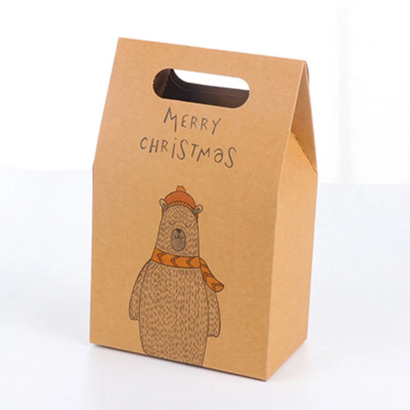5Pcs Candy Present Bag Christmas Paper Bag Box Xmas Party Holiday Cookies Candy Present Bag