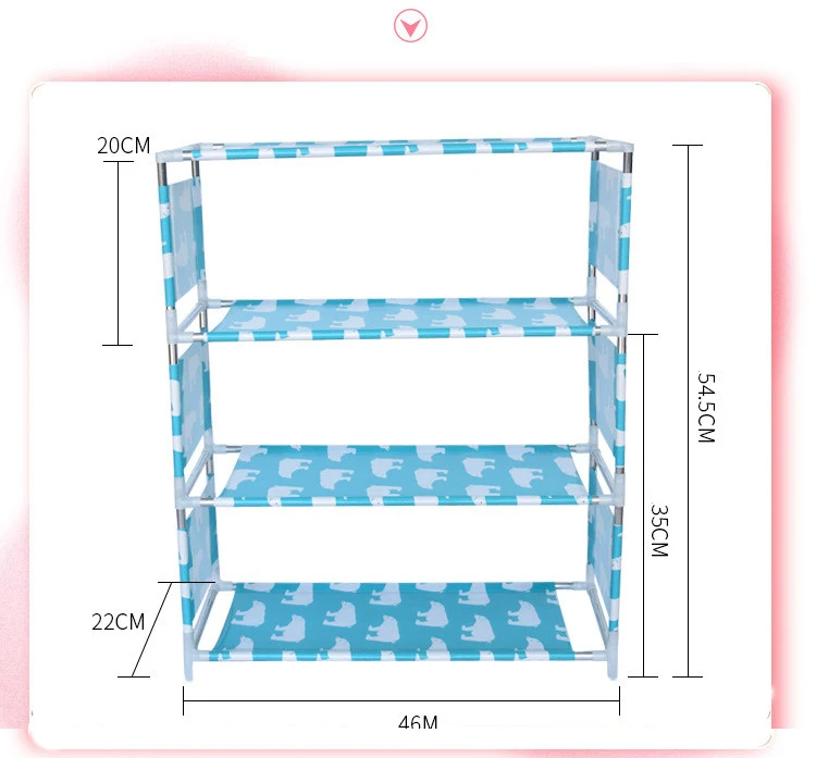 DIY стеллаж для хранения обуви полка 3/4 слоев Ткань Оксфорд железная труба Прихожая дверь шкафа Органайзер держатель Фламинго полярный медведь дизайн