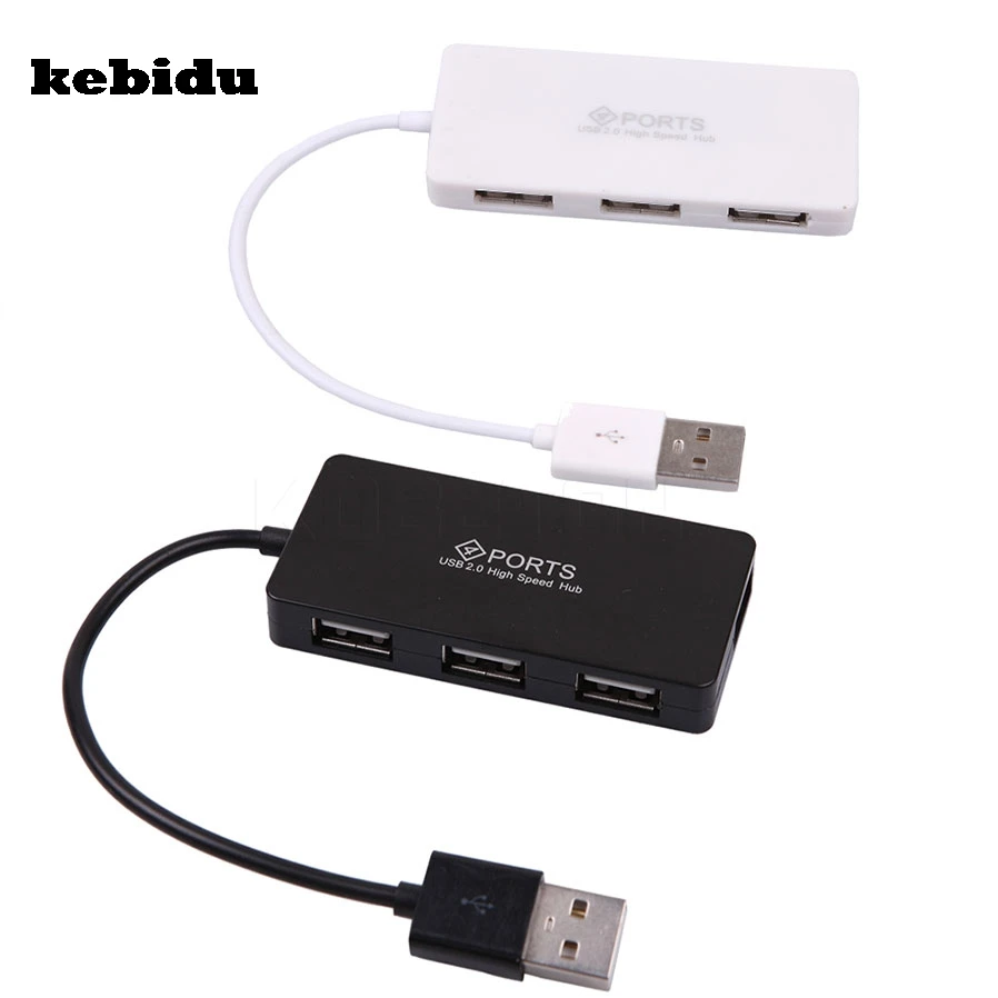 

kebidu Untra Thin Multi 4 Port Four Port USB HUB External USB 2.0 Hub Splitter Super Speed Cable Adapter for Laptop PC Tablet