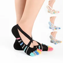Повседневные женские носки с пальцами пилатеса, Нескользящие силиконовые носки для фитнеса, танцев, бандажные носки для балета, контрастные цвета, пять пальцев, носки-башмачки
