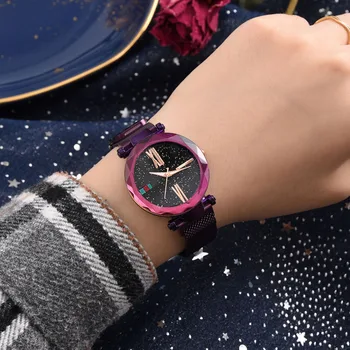 

WJ-8359 Wal-joy Brand Women Luxury Watches Elegant Magnet Buckle Purple Ladies Wristwatch Starry Sky Roman Numeral Female Watch
