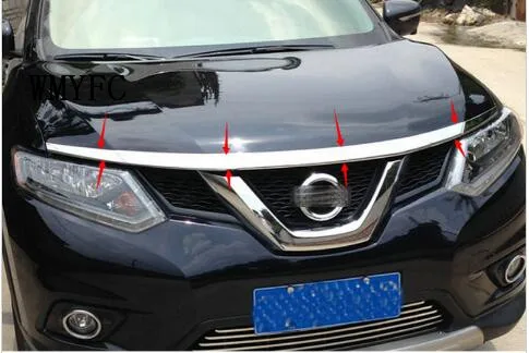 Для Nissan X-Trail, PDF T32 Rogue- ABS Chrome передний капот Гриль Крышка Капота накладка car styling 3