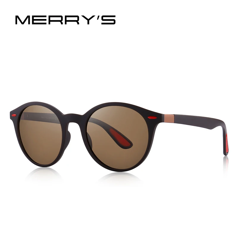 Merry's дизайн для мужчин женщин ретро заклепки поляризационные солнцезащитные очки TR90 ноги легче дизайн овальная рамка UV400 защита S'8126 - Цвет линз: C04 Brown