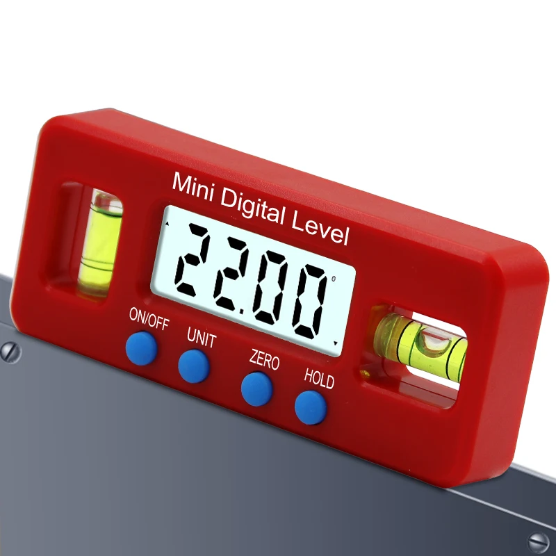 Red Precision Digital Protractor Inclinometer Water Proof Level Box Digital Angle Finder Bevel