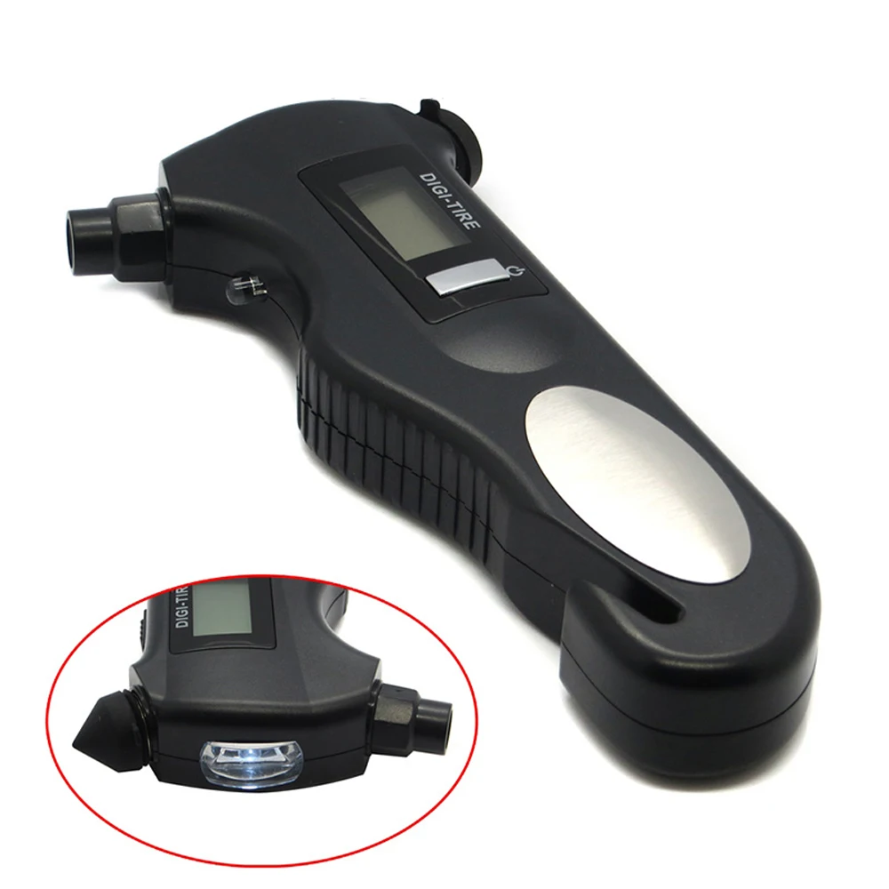 10pcs Led Flashlight Tire Gauge With Digital Lcd/car Tyre Tire Pressure Meter Hammer For Car