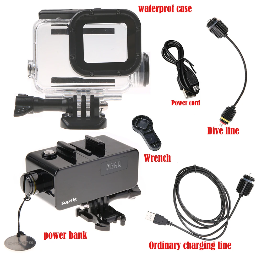 

Newest For GoPro hero 6 battery 5200mAh power bank/supply with waterproof housing case for go pro hero6 black action camera