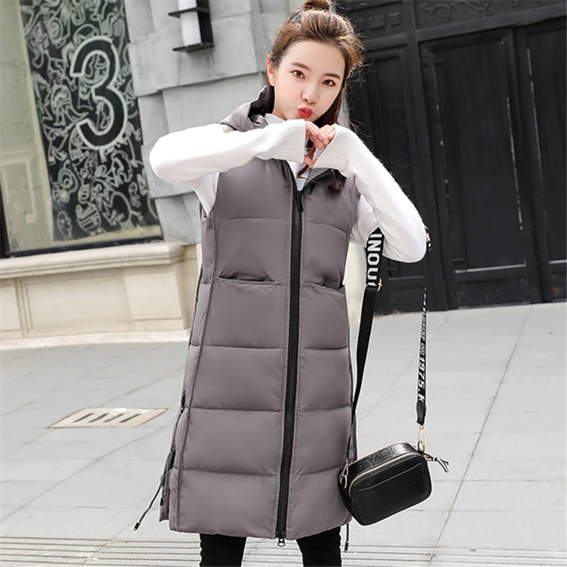 Winter Warm Long Down Vest Women Hooded Gray Parkas Down Jacket Women Waistcoat Plus size Korean Casual Sleeveless Jacket Female Winter Warm Long Down Vest Women Hooded Gray Parkas Down Jacket Women Waistcoat Plus size Korean Casual Sleeveless Jacket Female