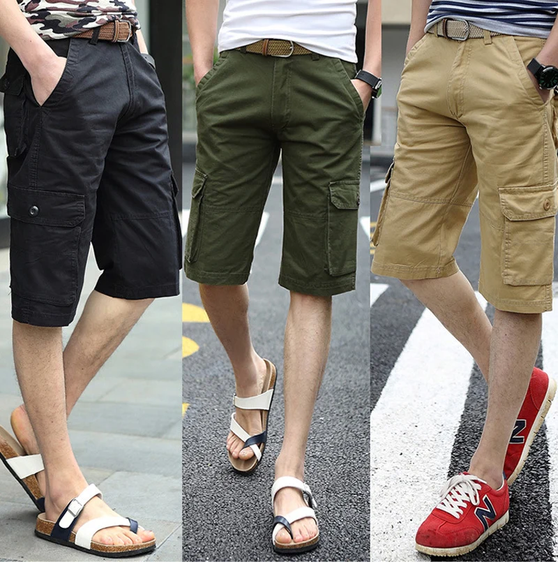 3 Colors/ Summer Style Men Retro Cargo Denim Shorts Men's Casual Washed