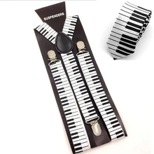 Уникальные мужские унисекс подтяжки набор офис Повседневный Эластичные подтяжки музыка пианино y-образный клип-на подтяжки с 5 см галстук