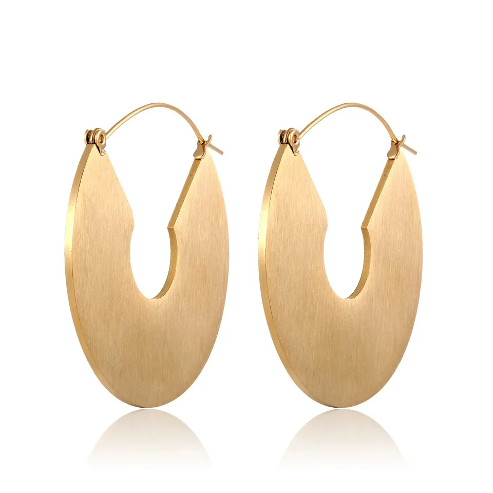

2019 Big Circle Round Dangle Earrings New Trendy Geometric Gold-Color Stainless Steel Long Earings For Women fashion Jewelry