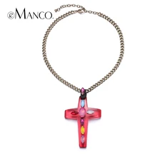 // Красного креста ожерелье женщины // золотая цепь креста ожерелье mullticolor смолаы ожерелья шкентеля бижутерии роковой eManco
