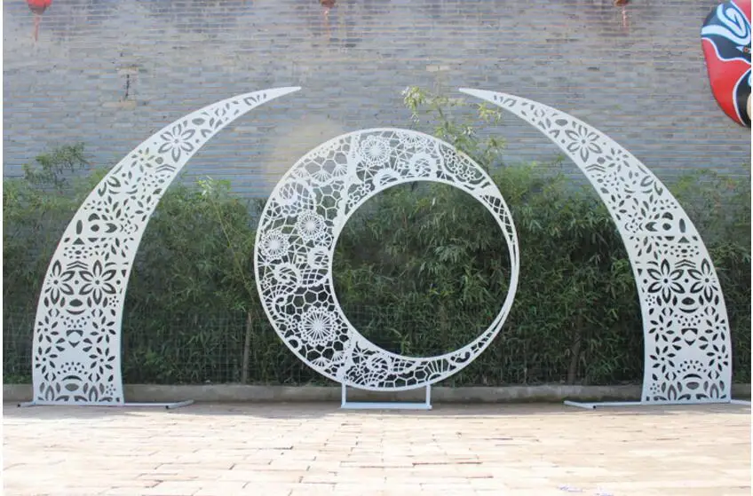 New wedding props wrought iron horns door wedding arches golden white carved arches wrought iron carved flower arches