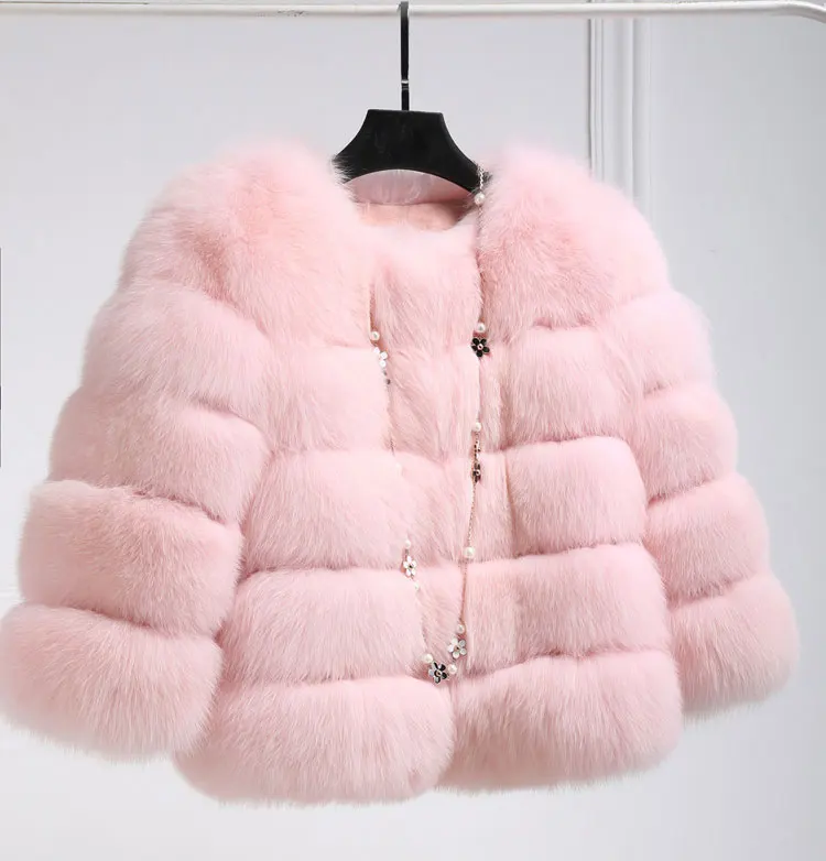 

Uwback Pink/Black Faux Fox Fur Gilet 2017 New Short Faux Fur Jacket Plus Size Thicken Windbreak Outwear Coats Mujer TB1316