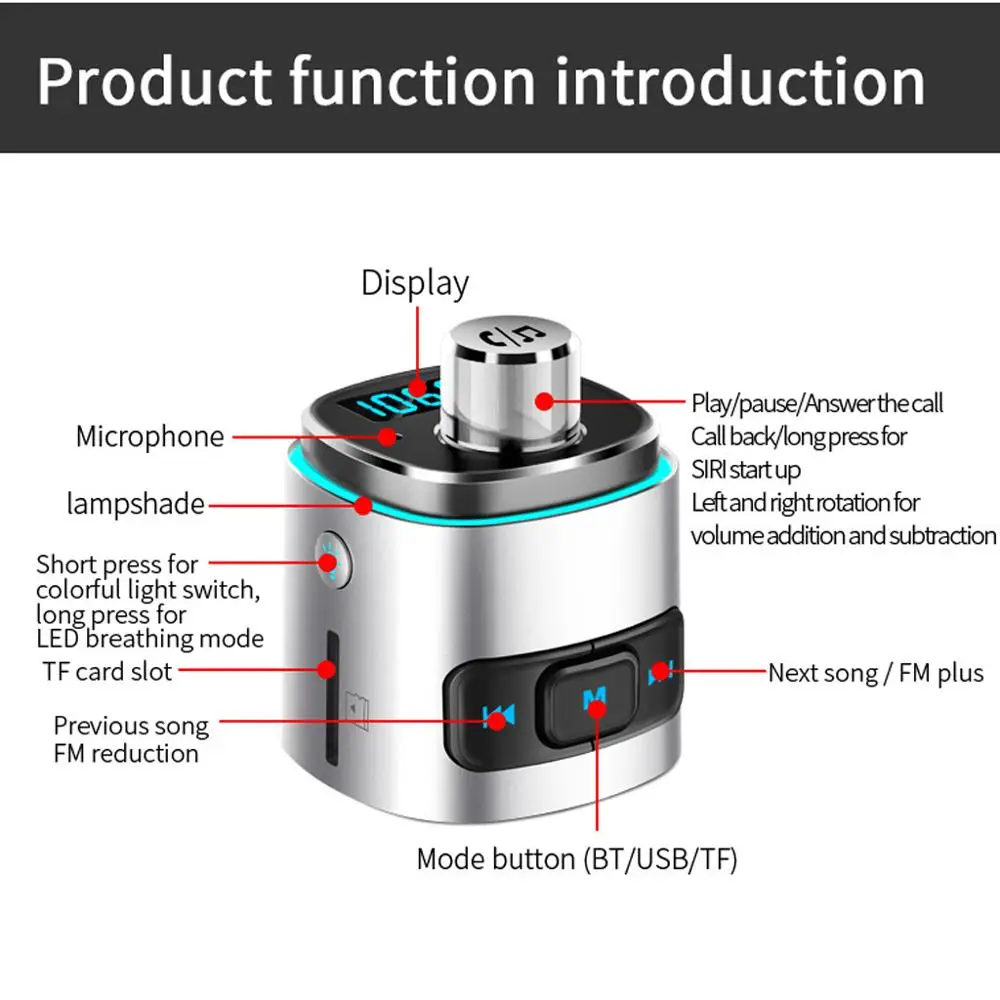 Bluetooth автомобильный комплект fm-передатчик MP3-плеер двойной USB для телефона tf-карты модулятор Handsfree автомобильный аудио приемник#527