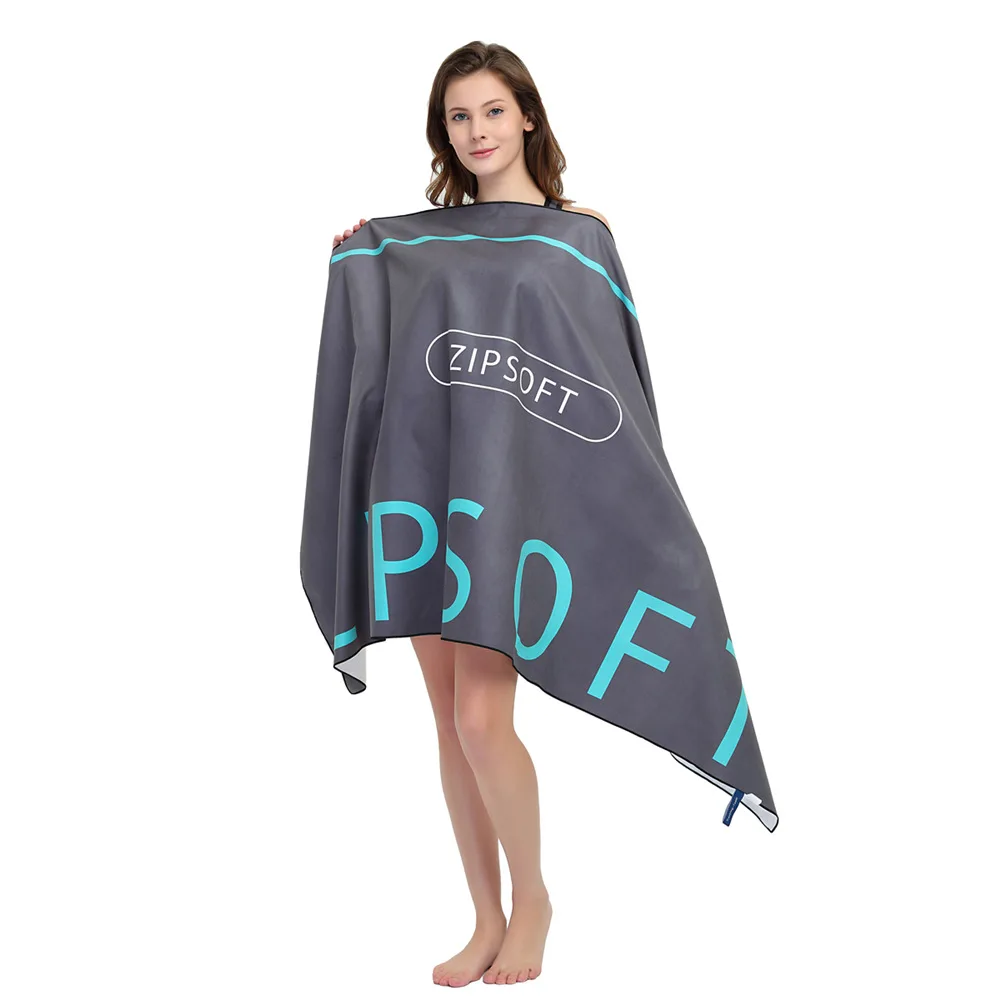 Пляжное полотенце для путешествий из микрофибры Zipsoft, Быстросохнущий Спортивный Коврик для занятий йогой, плавания, кемпинга, банного одеяла, спортивного зала, бренд - Цвет: ZIPSH2