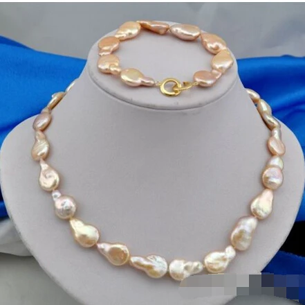 

8" 17" 20mm baroque pink freshwater pearl bracelet necklace^^^@^Noble style Natural Fine jewe SHIPPING new