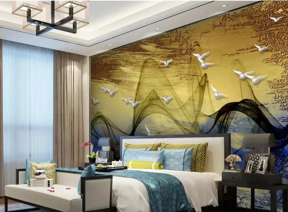 wallpaper for walls 3 d for living room abstract artistic conception abstract lines birds golden mural background wall wallpaper for walls 3 d for living room abstract artistic conception abstract lines birds golden mural background wall