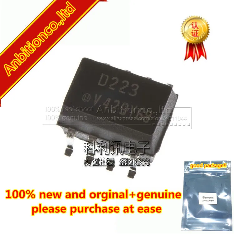 

10pcs 100% new and orginal ILD223T SOP8 D223 Dual Photodarlington Small Outline Surface Mount Optocoupler in stock