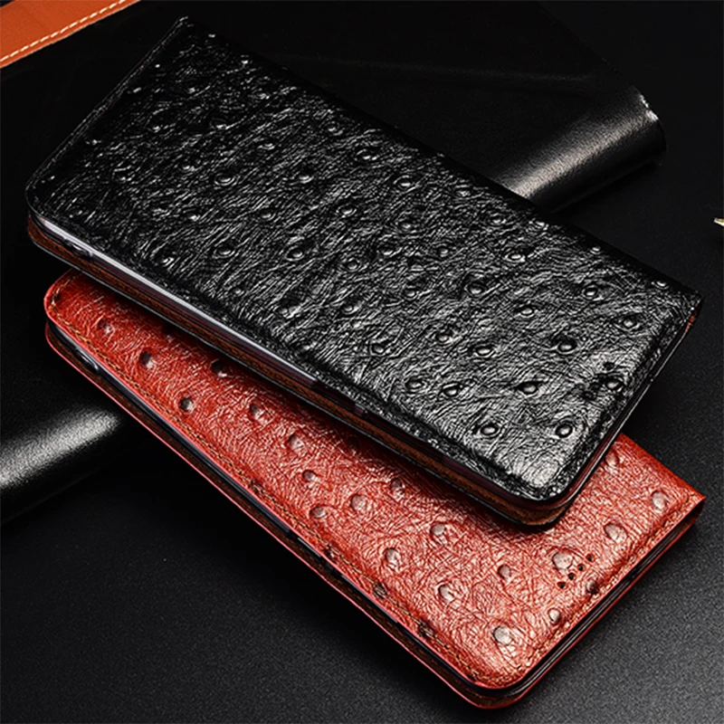

Ostrich Texture Case For Xiaomi Mi 9T Redmi 7 7A K20 Pro / Redmi Note 6 7 8 Pro Cover Flip Stand Card Genuine Leather Phone Case