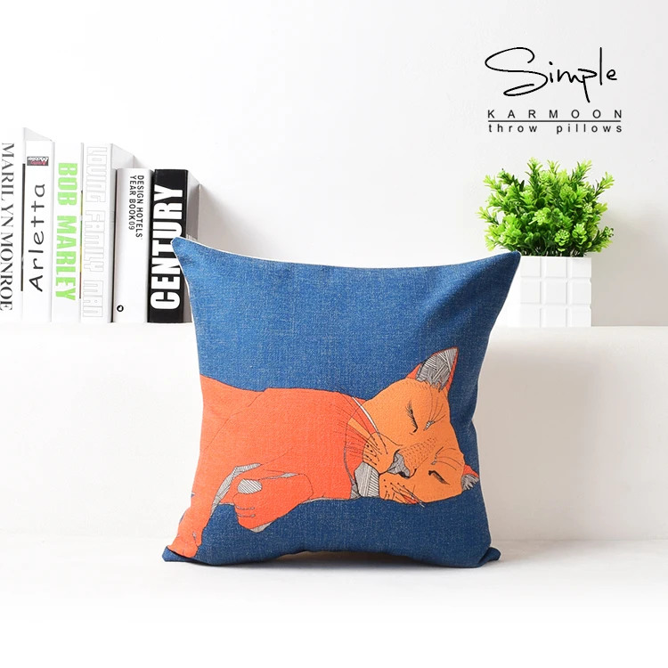 Мультфильм животных цвет прекрасный зебра собака кошка сова Орел домашняя декоративная подушка толстые льняная наволочка диван подушки