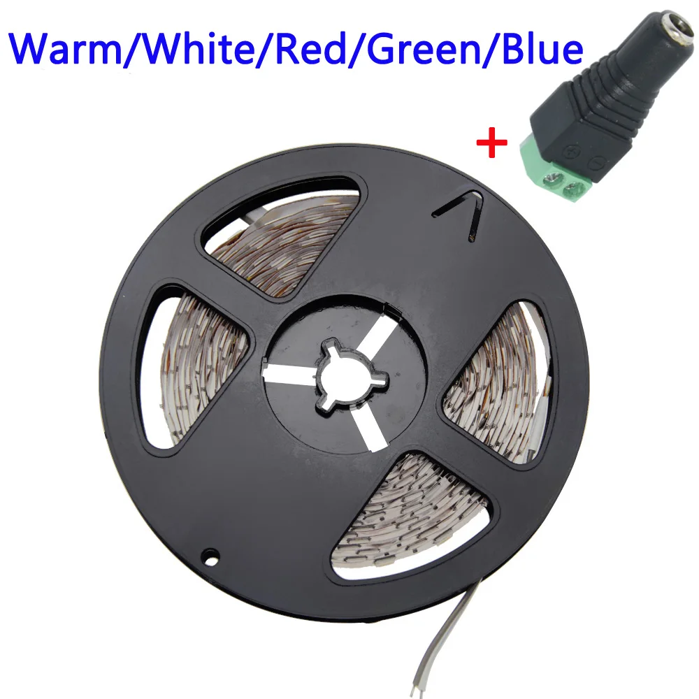 

5M 300 Leds 2835 / 5050 / 5630 SMD LED Strip Light DC12V Tape Lamp White / Warm Flexible Light + Female DC Power Adapter