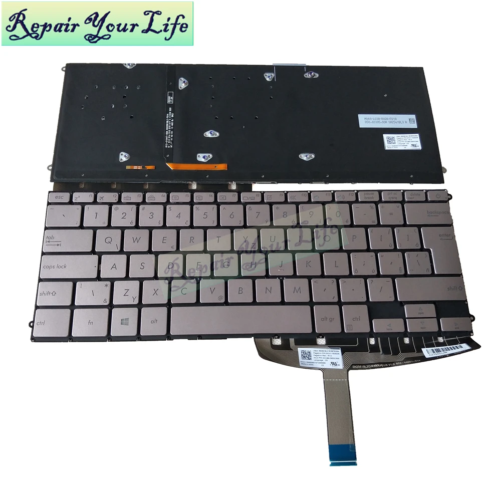 Клавиатура для ноутбука ASUS ZenBook 3 Deluxe UX490 UX490CA UX490UA Чешский стандарт CZ SK серебристый