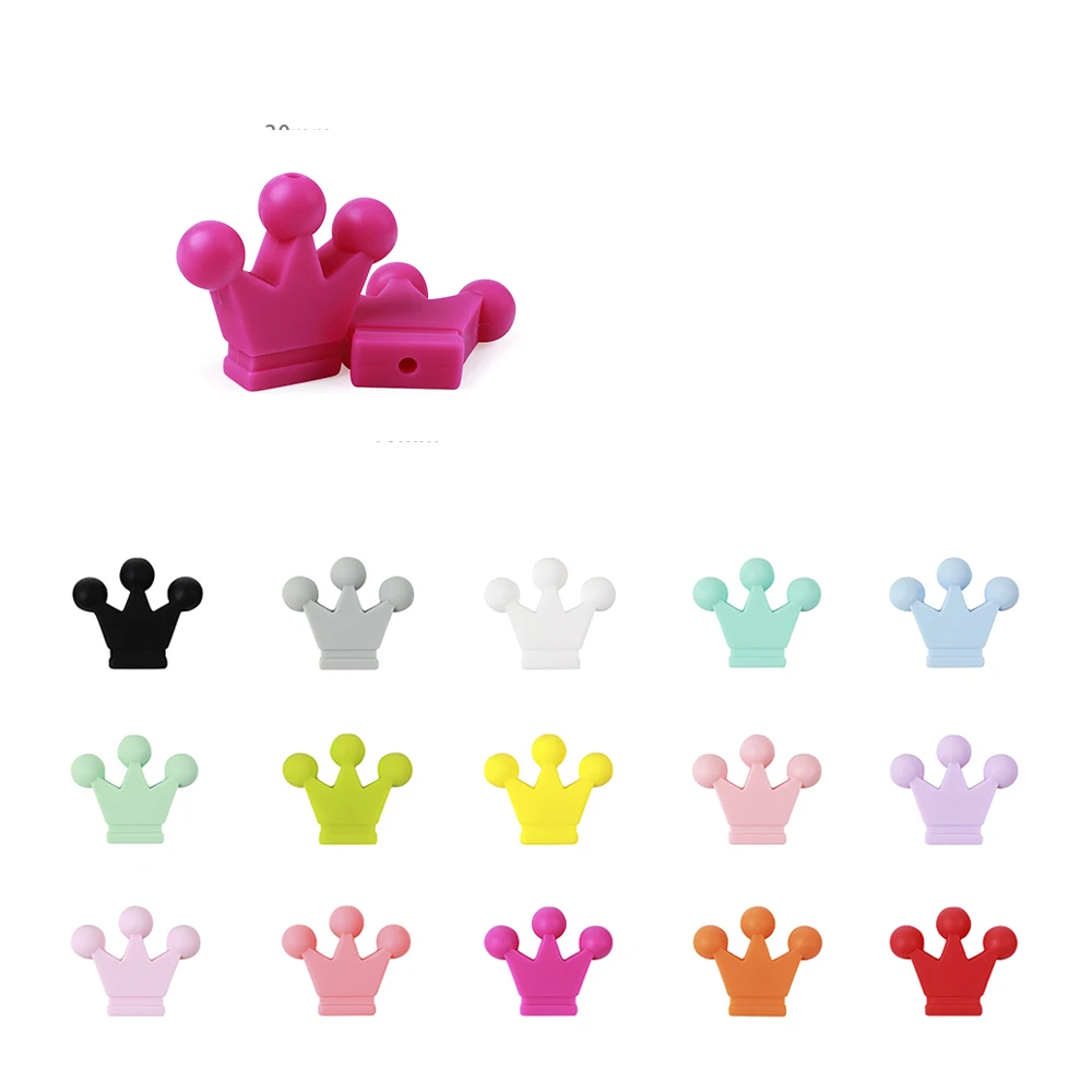 

10pc Baby Tetether Beads 30mm Crown Silicone Beads Chew Necklace Teethers Toy Baby Care Silicone
