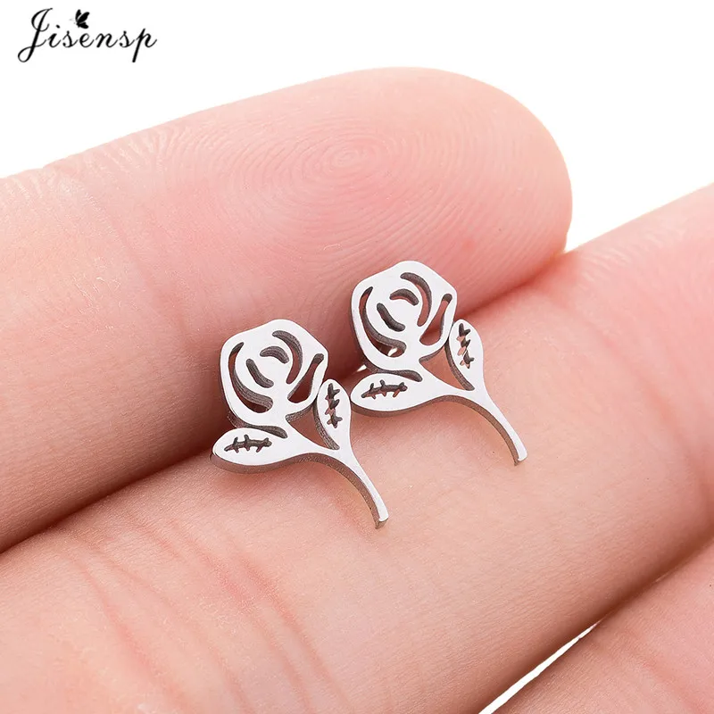 

Jisensp Fashion Accessories Rose Flower Earrings for Temperament Lady Best Gift Korean Exaggerate Stud Earrings Boucle D'oreille