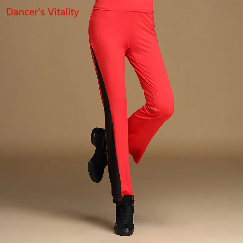 Женские красные штаны для латинских танцев с широкими штанинами, для досуга, для занятий танцами, костюмы для сальсы, Танго, бальных танцев, новое поступление, прямые поставки с фабрики