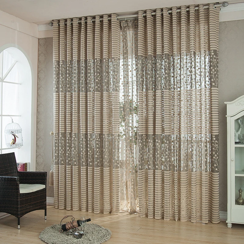 Luxury Design Gray Coffee Curtains Kitchen Semi Blackout Nice