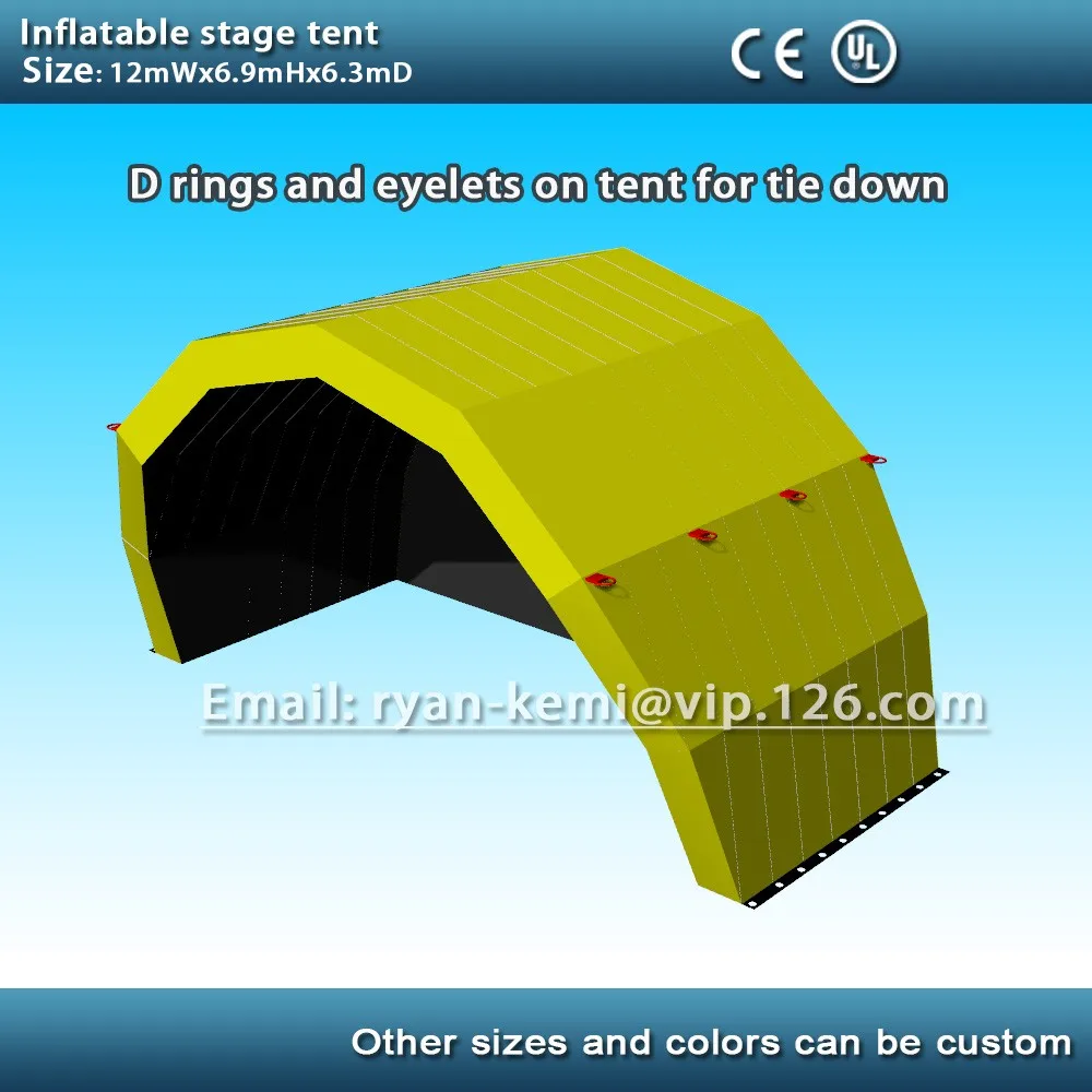 Пользовательские надувной шатер этапа Размер 12mwx6. 3mdx6. 9mh гигантские надувные стадии Покрытия Шатер Открытый Палатка концерт палатка