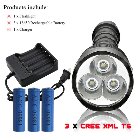 6T6 мощный светодиодный фонарик CREE XML T6 светодиодные лампы Водонепроницаемый 18650 аккумуляторная батарея - Испускаемый цвет: Set B 3T6