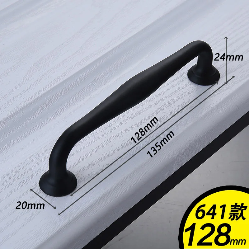 AOBT цинковый сплав матовый черный шкаф ручки американский стиль кухонный шкаф дверные ручки для выдвижных ящиков оборудование для обработки мебели - Цвет: 641-128 mm