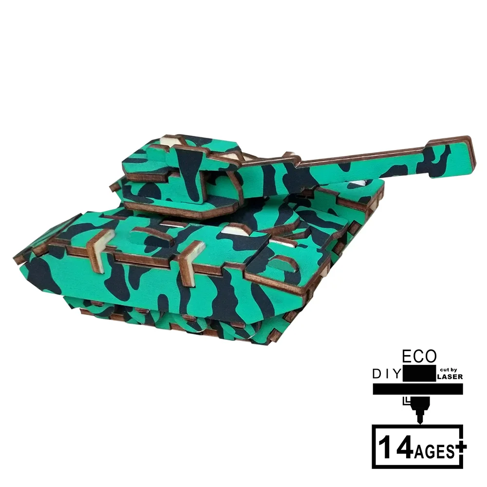 

ATOYX DIY Small Tank Toy wood handmade 3D three-dimensional Puzzle piece Assembling Toy Puzzle Game Building Model Kit
