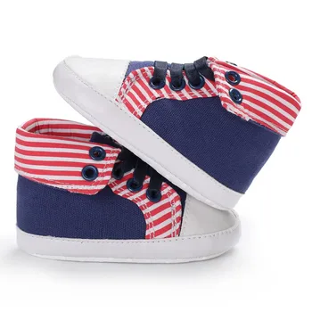 

Cute Baby Boys Girls Stripe Shoes Anti-slip Baby Toddler Casual Shoes First Walkers Walking Lace-Up Shoes