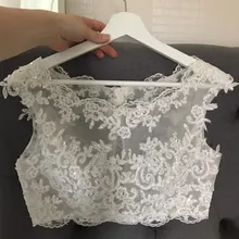 Тюль с аппликацией бисера Танк свадебные болеро куртка высокое качество белый Свадебные кружево Болеро накидка шаль