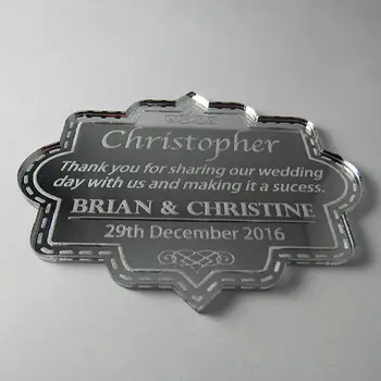 

Personalised Engraved Mirror silver Acrylic Luxury Unique Day Save the date, Wedding Invitations,wedding decor