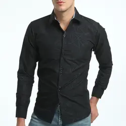 Fengguilai мода мужские рубашки с длинными рукавами Топы 3d геометрическим принтом Повседневная рубашка Бизнес мужская одежда Рубашки Slim Для