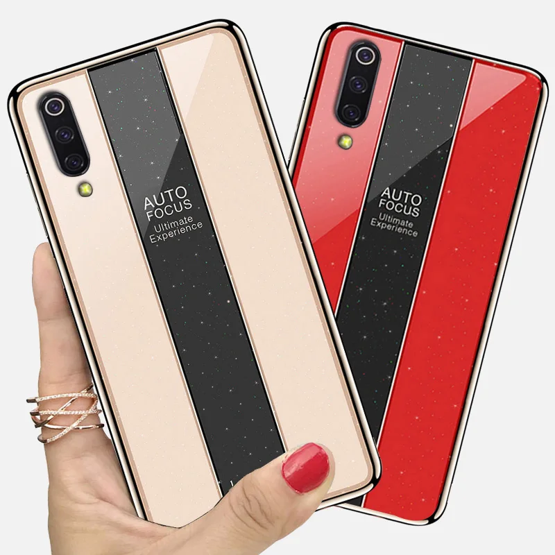 

YonLinTan coque,cover,case,For Xiaomi Mi 9 Mi9 9Se glitter Luxury Super tempered glass phone back 360 cases