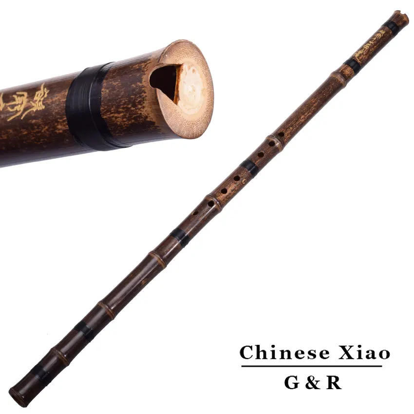 D Key Bamboo Shakuhachi Flute Holes Brown Black Japanese Musical